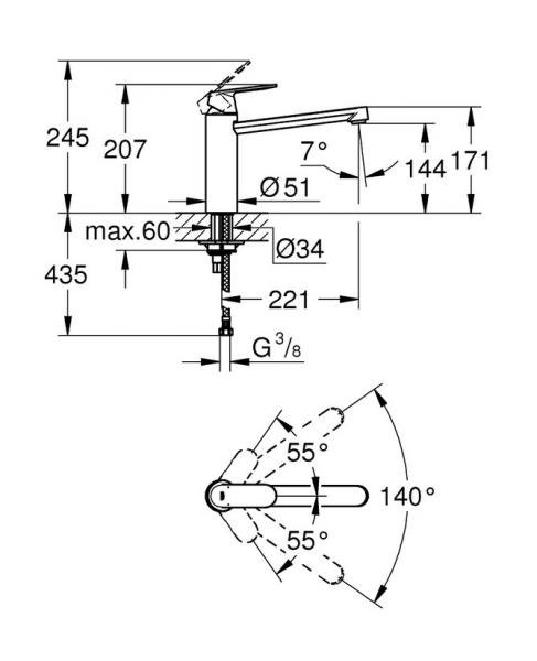 Grohe Eurosmart Cosmopolitan M køkkenarmatur - Krom Grohe Eurosmart Cosmopolitan M køkkenarmatur - Krom
