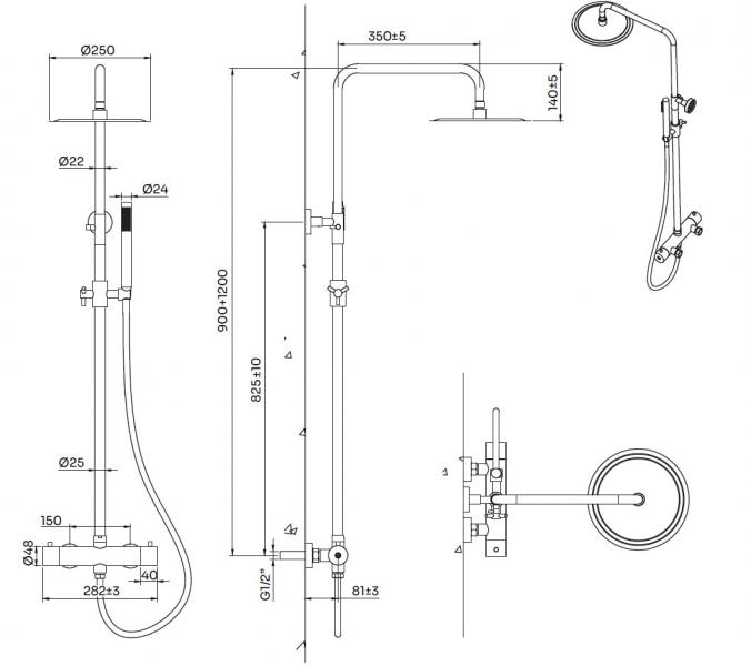 Lavabo Argo & Mira RS komplet pakke til badeværelset - Kobber PVD