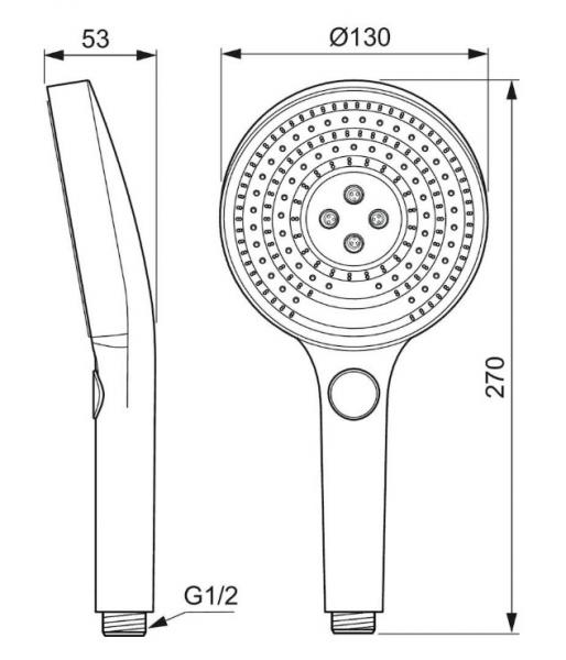 Ideal Standard IdealRain Solos håndbruser m/3 stråler - Krom