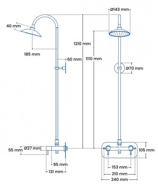 Frostline Eqi frostfri udebruser t/v&aelig;g - 150-350 mm - Kobber