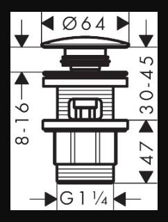 Hansgrohe Push-open bundventil kunstof - Krom