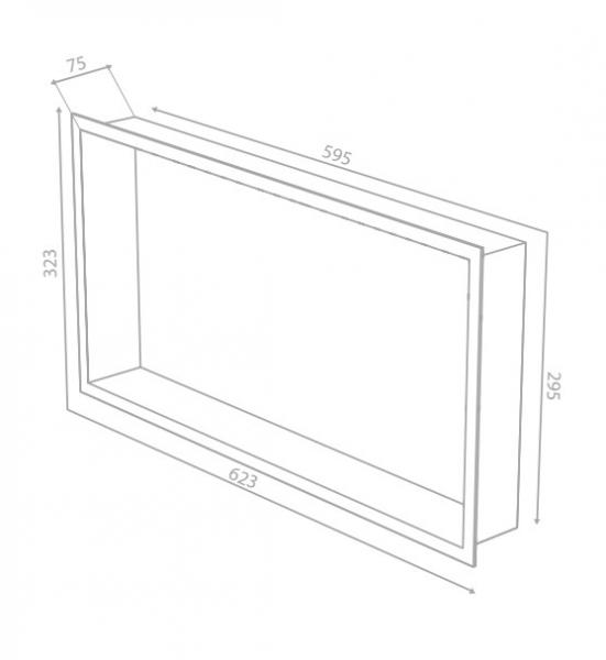 Damixa Zen badeværelseshylde til indbygning - Rektangulær - Steel