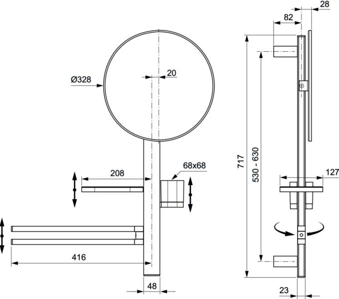 Ideal Standard Alu+ multifunktionelt spejl m/håndklædeholder - Silver Ideal Standard Alu+ multifunktionelt spejl m/håndklædeholder - Silver