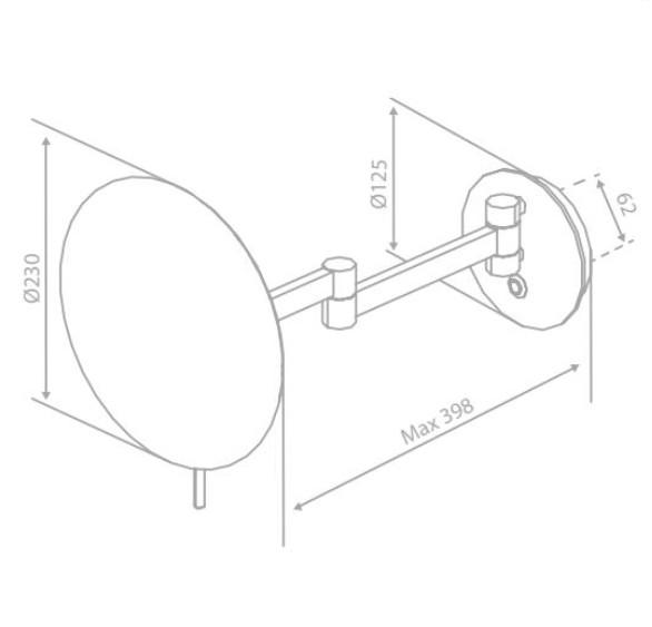 Damixa Zen make-up spejl m/lys og 5x forstørrelse - Børstet grafitgrå
