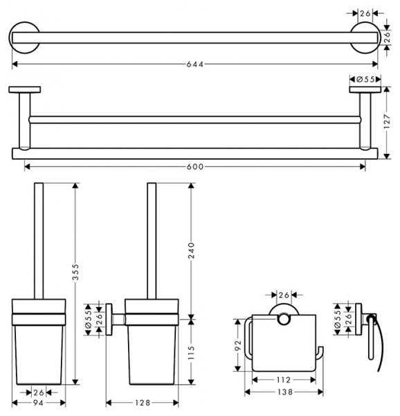 hansgrohe Logis Universal 3-i-1 tilbehørssæt - Krom