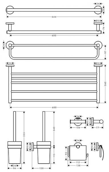 hansgrohe Logis Universal 5-i-1 tilbehørssæt - Krom hansgrohe Logis Universal 5-i-1 tilbehørssæt - Krom