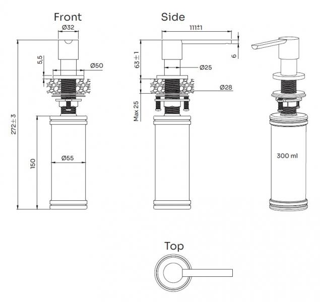 Lavabo sæbedispenser - Rustfrit stål