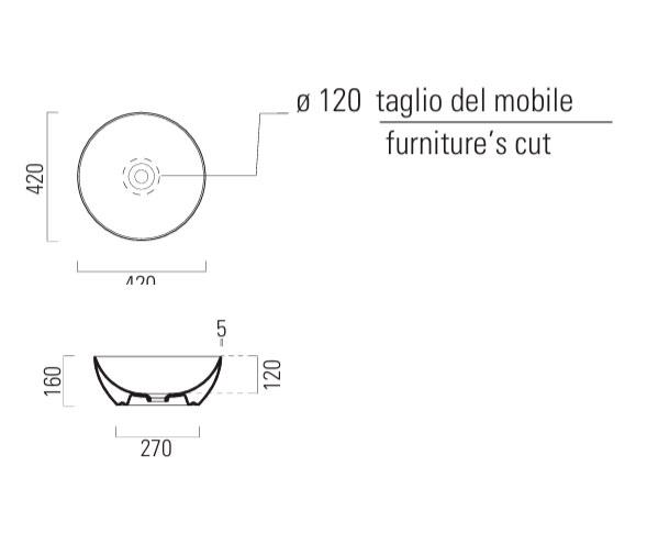 GSI Pura 42 fritstående bowlevask - Uden hanehul - Agave
