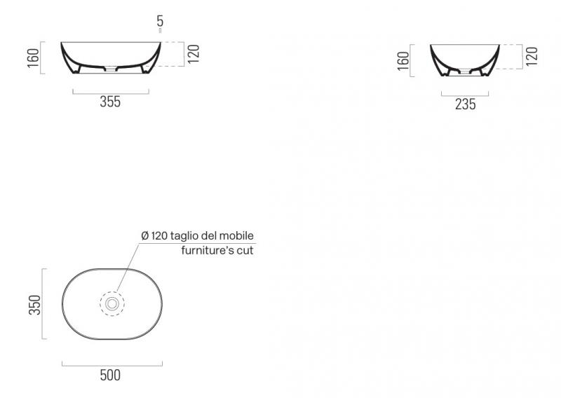 GSI Pura 50 oval fritstående bowlevask - Uden hanehul - Agave