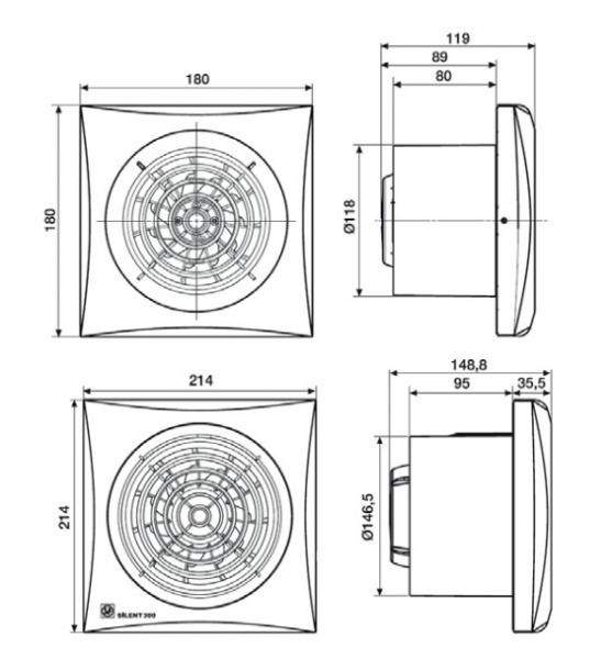 Thermex Silent 300 CZ badeværelsesventilator (standardmodel) Thermex Silent 300 CZ badeværelsesventilator (standardmodel)