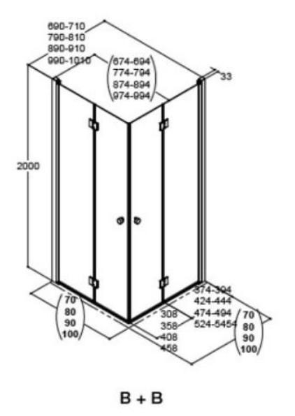 Dansani Match B+B bruseniche - 70x70 cm - Klar glas/mat sort Dansani Match B+B bruseniche - 70x70 cm - Klar glas/mat sort