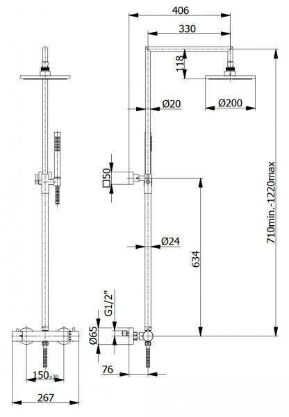 Cassøe Ø200 komplet brusesystem CAS470 - Krom Cassøe Ø200 komplet brusesystem CAS470 - Krom