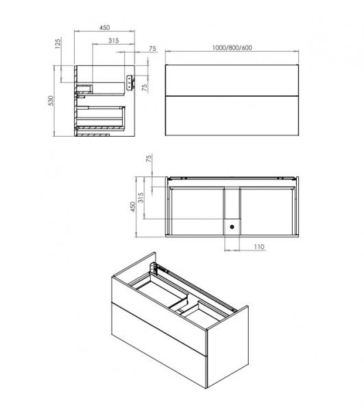 Cassøe Crown Stripe 80 møbelsæt m/skuffer - Brun ask Cassøe Crown Stripe 80 møbelsæt m/skuffer - Brun ask