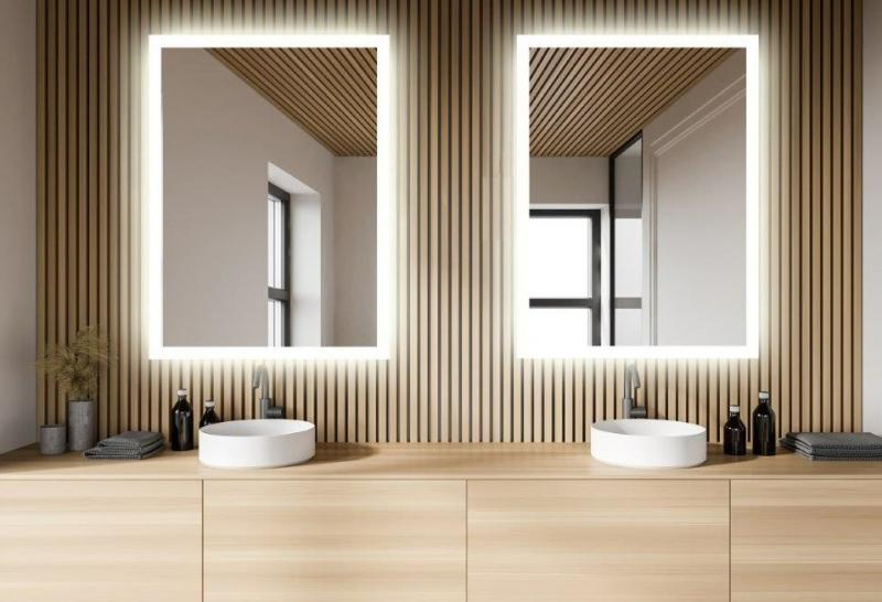 Mie firkantet spejl m/integreret LED lys og backlight - 60 cm Mie firkantet spejl m/integreret LED lys og backlight - 60 cm