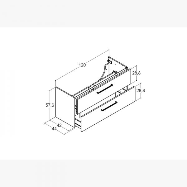 Dansani Mido+ 120 vaskeskab m/skuffer - Hvid højglans Dansani Mido+ 120 vaskeskab m/skuffer - Hvid højglans