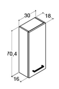 Dansani Mido+ overskab m/3 glashylder - Venstrehængslet - Hvid mat Dansani Mido+ overskab m/3 glashylder - Venstrehængslet - Hvid mat