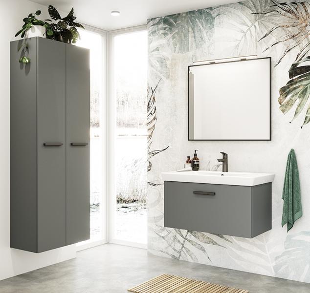 Dansani Mido+ 80 møbelsæt m/Lotto XL håndvask - Grå mat Dansani Mido+ 80 møbelsæt m/Lotto XL håndvask - Grå mat