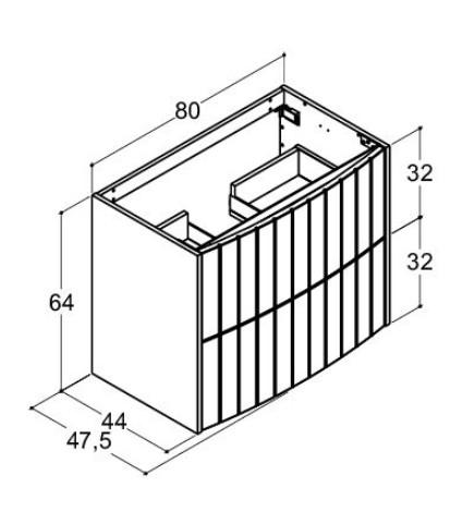 Dansani Luna Vintage 80 vaskeskab m/skuffer, buet front og riller - Valgfri farve
