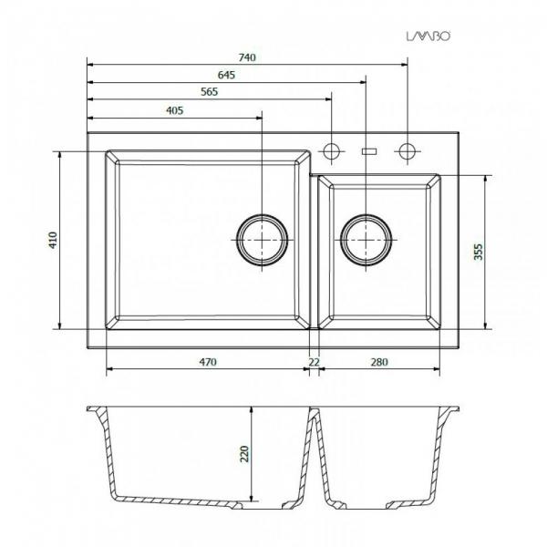 Lavabo Amsterdam 25 kompositkøkkenvask - Antracit/krom Lavabo Amsterdam 25 kompositkøkkenvask - Antracit/krom