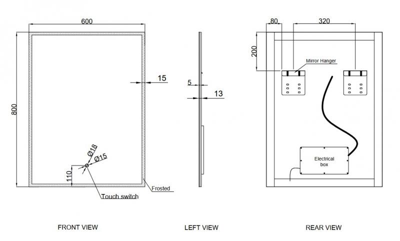 Cassøe Ravenna spejl m/lys og touch - 60x80 cm