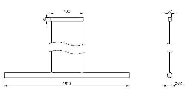 Cassøe Rigatto langbordspendel 151 cm m/riflet glas Cassøe Rigatto langbordspendel 151 cm m/riflet glas