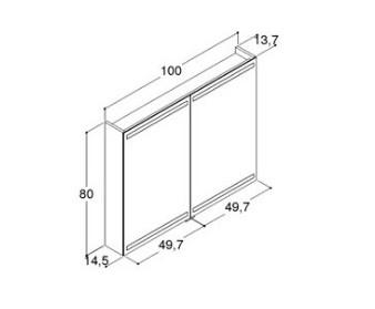 Dansani Level spejlskab 100 m/LED og lysstyring - Hvid mat Dansani Level spejlskab 100 m/LED og lysstyring - Hvid mat
