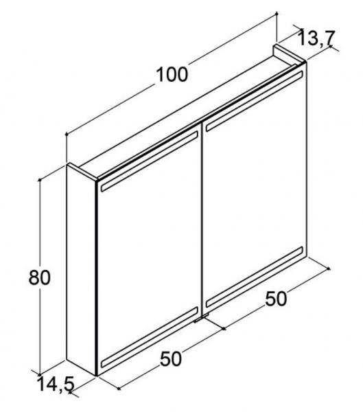 Dansani Level spejlskab 100 m/LED og lysstyring - Natur eg Dansani Level spejlskab 100 m/LED og lysstyring - Natur eg