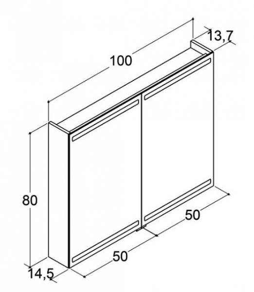 Dansani Level spejlskab 100 m/LED og lysstyring - Lys eg