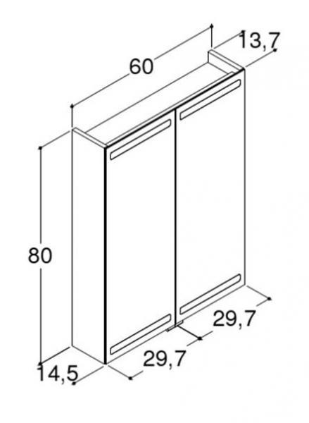 Dansani Level spejlskab 60 m/LED og lysstyring - Brun eg
