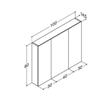 Dansani Style spejlskab 100 m/lysstyring og 3 låger - Hvid mat lak Dansani Style spejlskab 100 m/lysstyring og 3 låger - Hvid mat lak