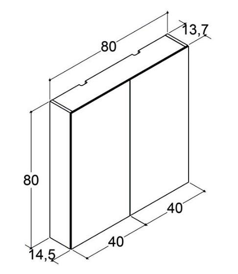 Dansani Style spejlskab 80 m/lysstyring - Lys eg