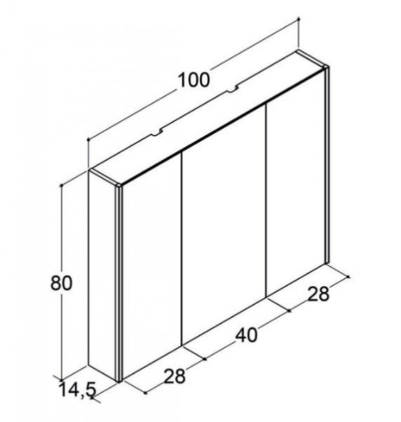 Dansani Ambi spejlskab 100 m/lysstyring og 3 låger - Lys eg Dansani Ambi spejlskab 100 m/lysstyring og 3 låger - Lys eg