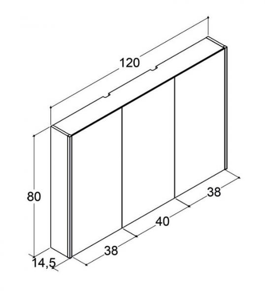 Dansani Ambi spejlskab 120 m/lodret lys og lysstyring - Lys eg