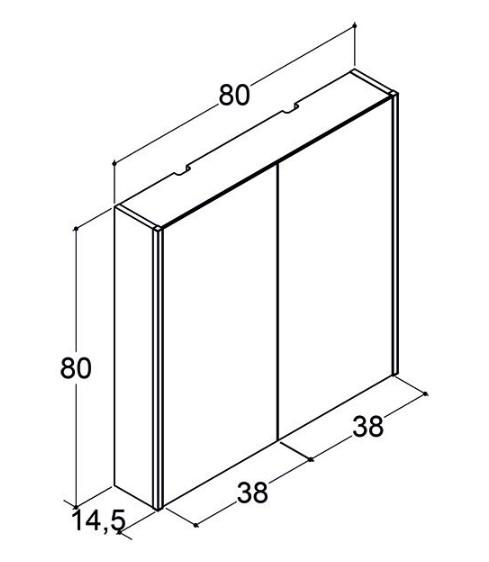 Dansani Ambi spejlskab 80 m/lodret lys og lysstyring - Eg noir