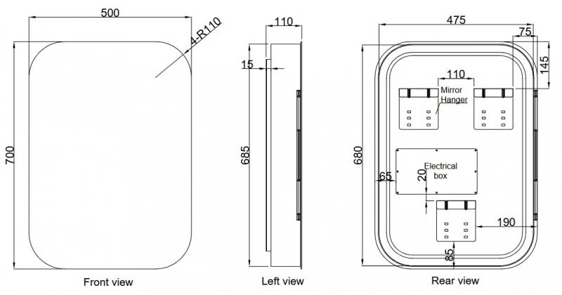 Cassøe Shape spejlskab 50 m/backlight - Alu