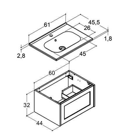 Dansani Luna Classic 60 møbelsæt m/Kantate vask og rammefront - Valgfri farve Dansani Luna Classic 60 møbelsæt m/Kantate vask og rammefront - Valgfri farve