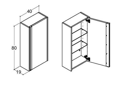 Dansani Luna Classic overskab m/integreret greb - Venstrehængslet - Natur eg Dansani Luna Classic overskab m/integreret greb - Venstrehængslet - Natur eg