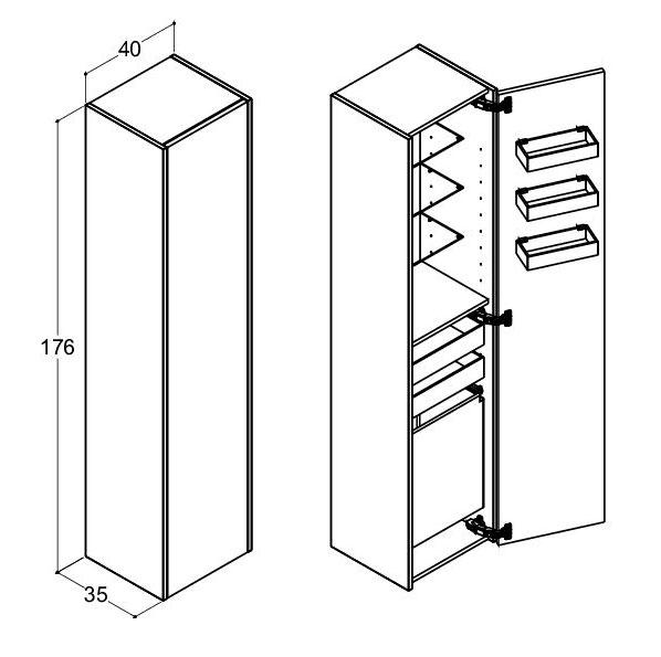 Dansani Luna Classic 40 højskab C m/låge - Venstrehængslet - Valgfri farve Dansani Luna Classic 40 højskab C m/låge - Venstrehængslet - Valgfri farve