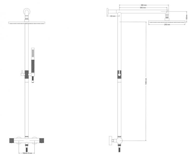 Cassøe Crystal Cut komplet brusesystem - T8 - Børstet kobber