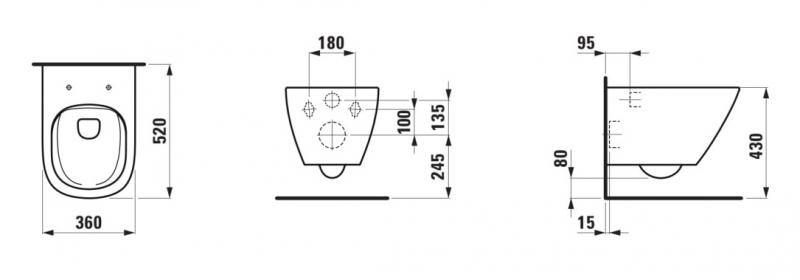 Laufen Lua RIMless toiletpakke inkl. lav cisterne, krom trykknap og sæde m/ soft-close