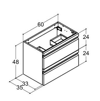 Dansani Luna Urban Mini vaskeskab 60*48 m/skuffer - Hvid mat lak Dansani Luna Urban Mini vaskeskab 60*48 m/skuffer - Hvid mat lak
