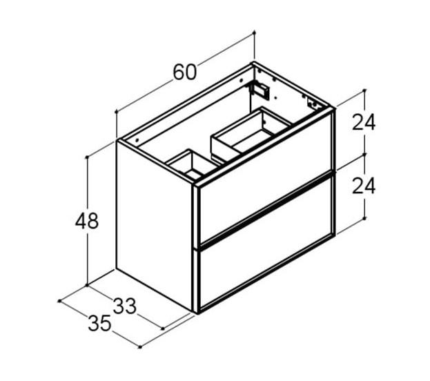 Dansani Luna Mini vaskeskab 60x48 m/skuffer - Valgfri farve/sort ramme Dansani Luna Mini vaskeskab 60x48 m/skuffer - Valgfri farve/sort ramme