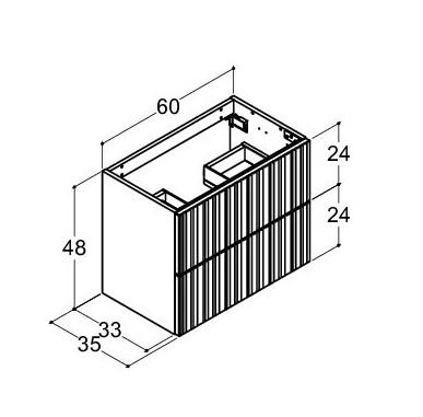 Dansani Luna vaskeskab 60x64 m/skuffer - Hvid mat/riflet Dansani Luna vaskeskab 60x64 m/skuffer - Hvid mat/riflet