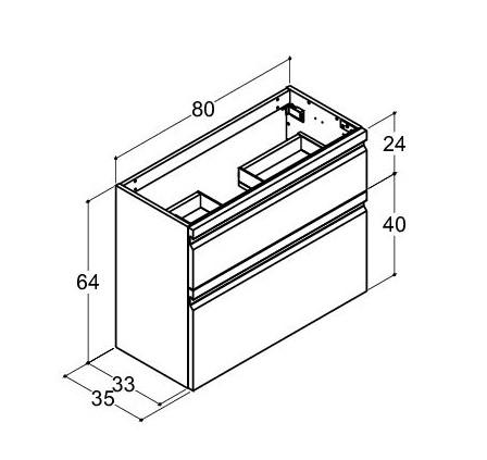 Dansani Luna Mini vaskeskab 80*64 m/skuffer - Hvid mat lak