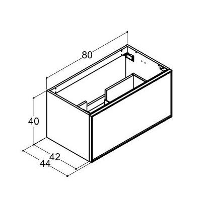 Dansani Luna Mini vaskeskab 80x40 m/skuffer - Hvid mat/sort ramme Dansani Luna Mini vaskeskab 80x40 m/skuffer - Hvid mat/sort ramme