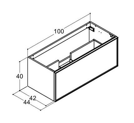Dansani Luna Mini vaskeskab 100x40 m/skuffer - Hvid mat/sort ramme Dansani Luna Mini vaskeskab 100x40 m/skuffer - Hvid mat/sort ramme