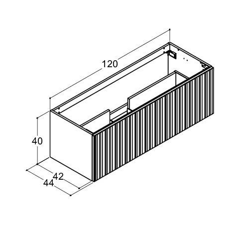 Dansani Luna vaskeskab 120x40 m/skuffer - Hvid mat/riflet Dansani Luna vaskeskab 120x40 m/skuffer - Hvid mat/riflet