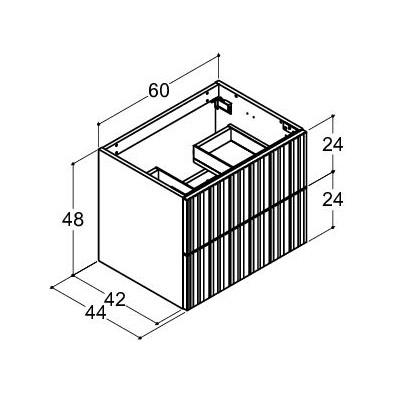 Dansani Luna vaskeskab 60x40 m/skuffer - Hvid mat/riflet Dansani Luna vaskeskab 60x40 m/skuffer - Hvid mat/riflet