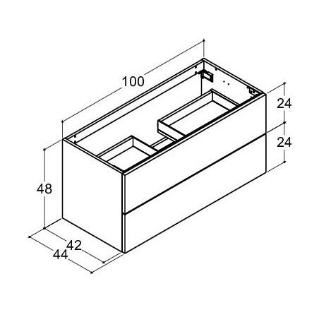 Dansani Luna vaskeskab 100x48 m/skuffer - Grå mat