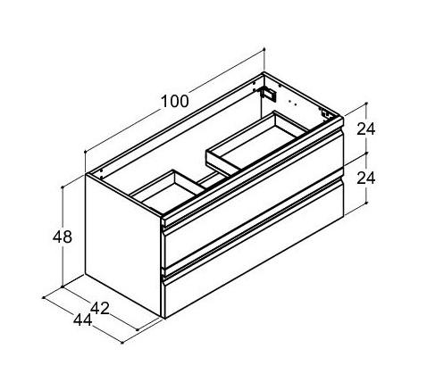 Dansani Luna Urban 100 møbelsæt m/Kantate vask og integrerede greb - Hvid mat